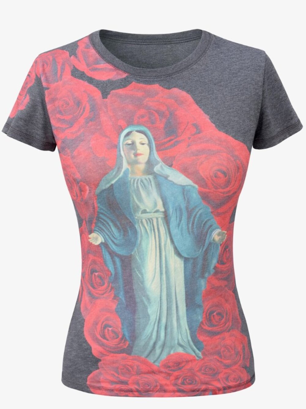 💋 Lucky Brand Virgin Mary Rose Graphic Tee | XS | Soft | Rare Graphic